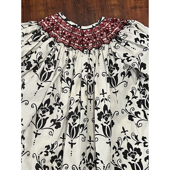 Le' Za Me Smocked Paisley Print Bishop Dress Summer Sz 24m - Pom Poms - Picture 3 of 5